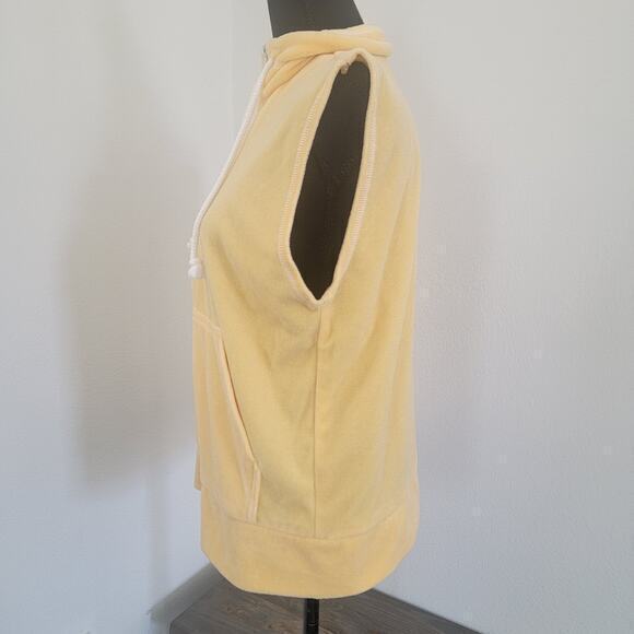 Vintage‎ Y2K Claudia B. Velour Yellow Hoodie Zip-Up Vest Streetwear Medium USA - Picture 5 of 8